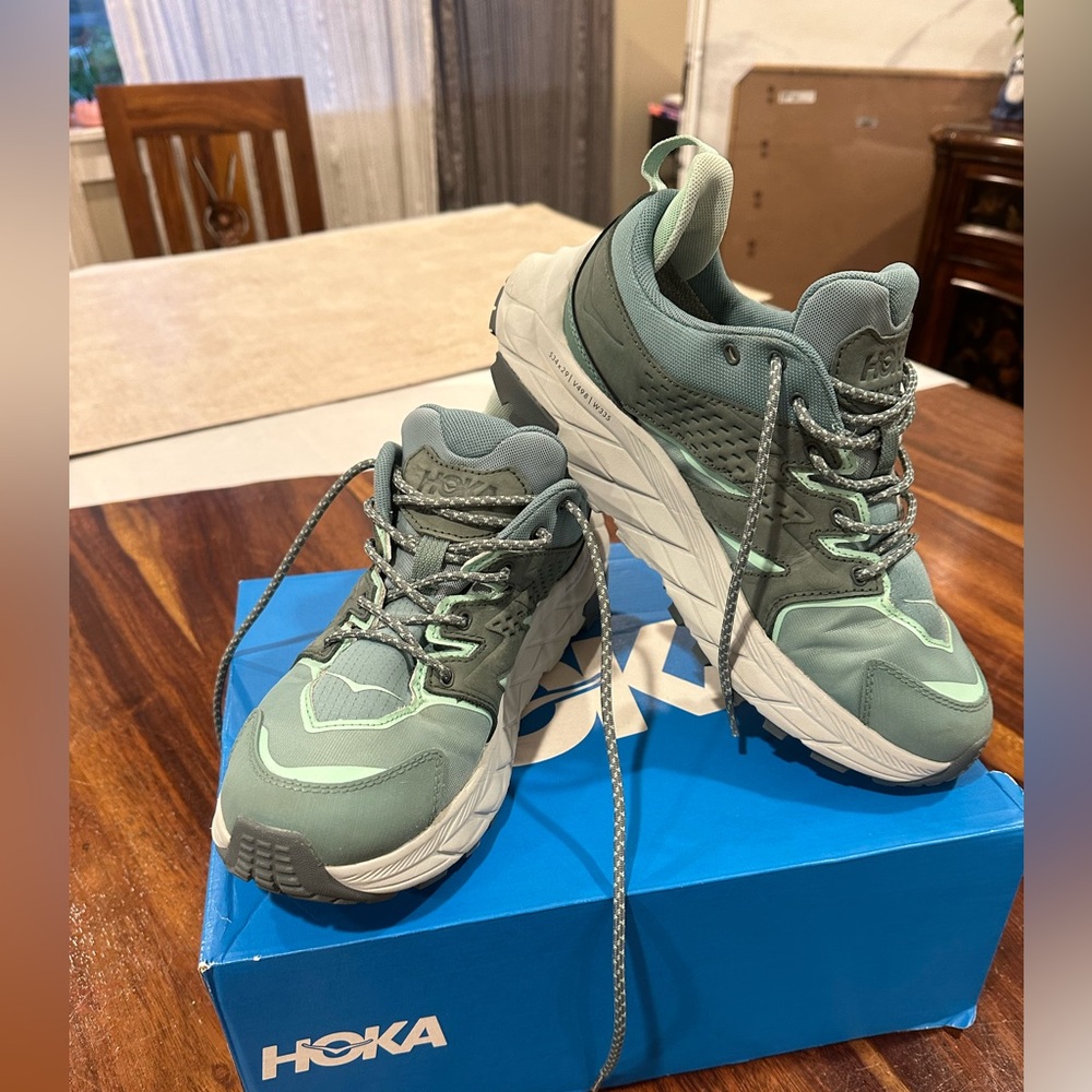 Hoka One One Anacapa Low GTX Hiking Shoes Womens Size 9.5B Turquoise Grey